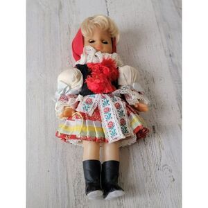 Dutch sleeping doll European red dress festive girl